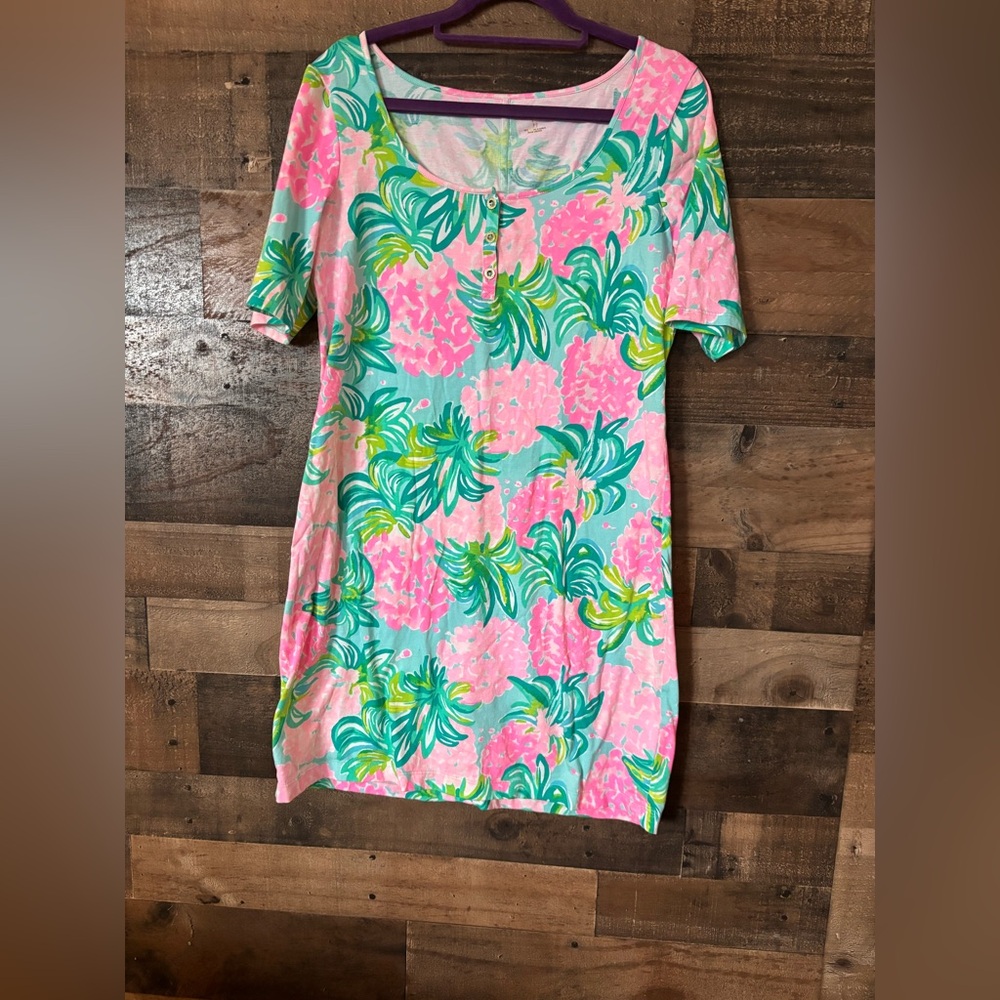 Lilly Pulitzer Pink and Green Tropical Dress